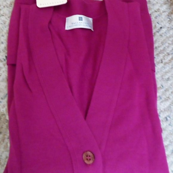 BALLANTYNE LONG KNIT JACKET 100% WOOL MERINO WITH POCKETS MADE-IN-SCOTLAND - Picture 2 of 2